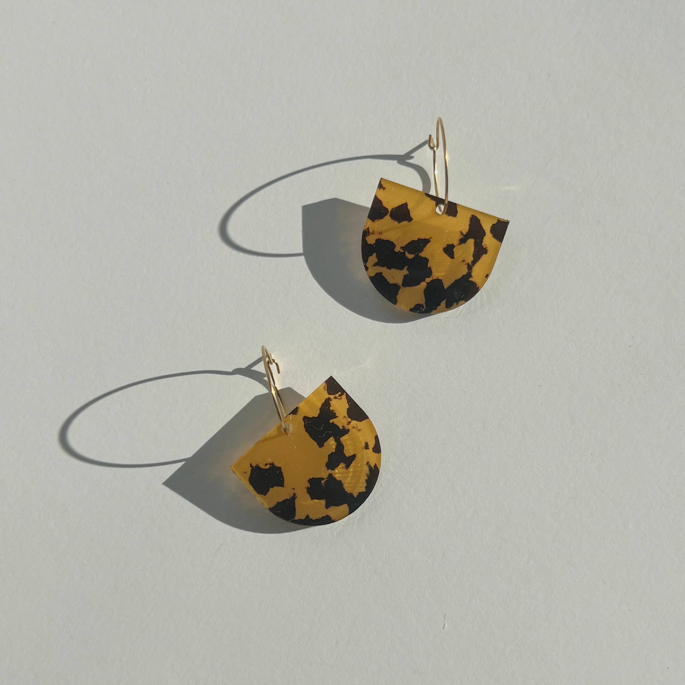 Gold Hoop and Arch Dangle Earrings - Honey Tortoise Shell - Gateway Gifts