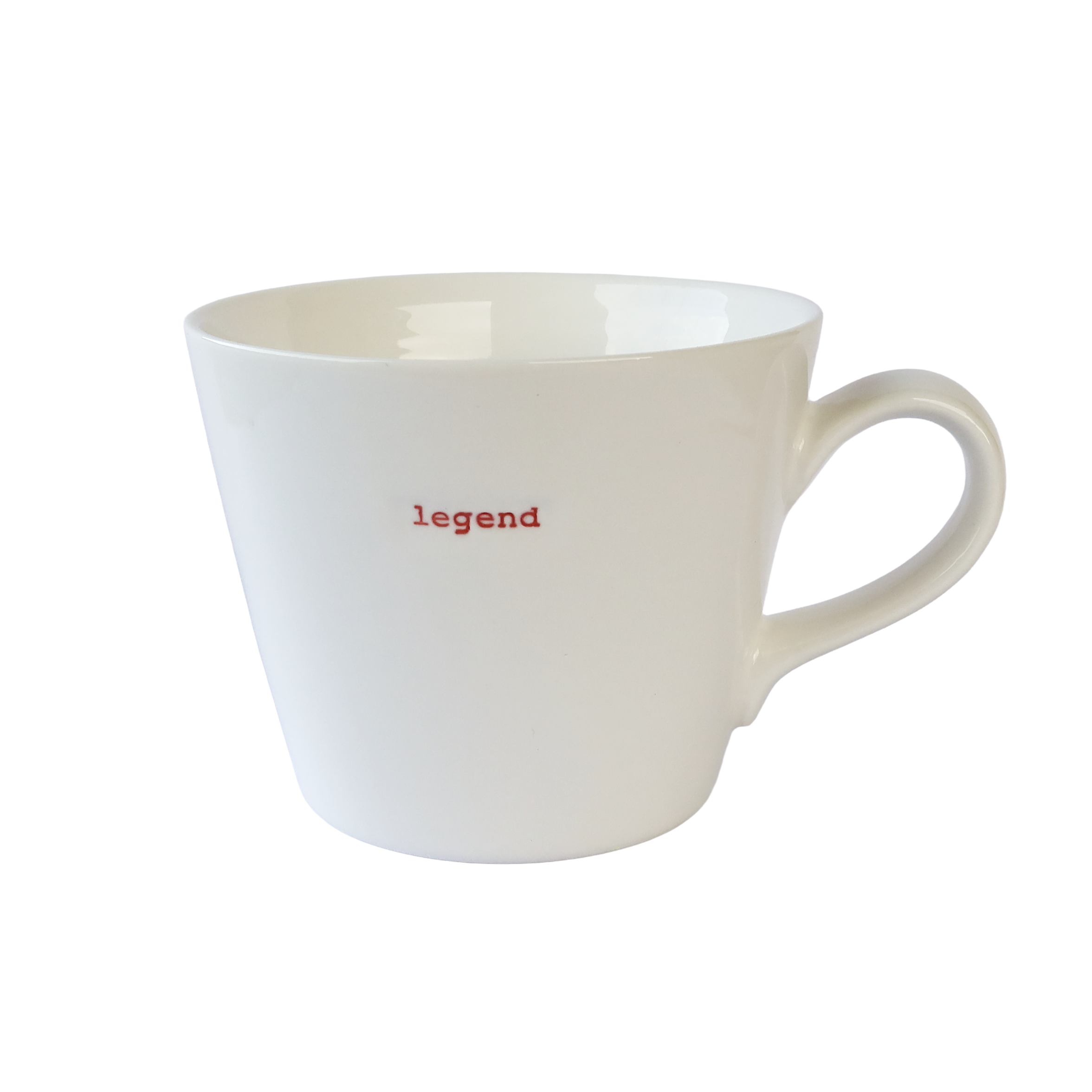 KBJ Word Bucket Mug - Legend (Hand Embossed Red Text) - Gateway Gifts
