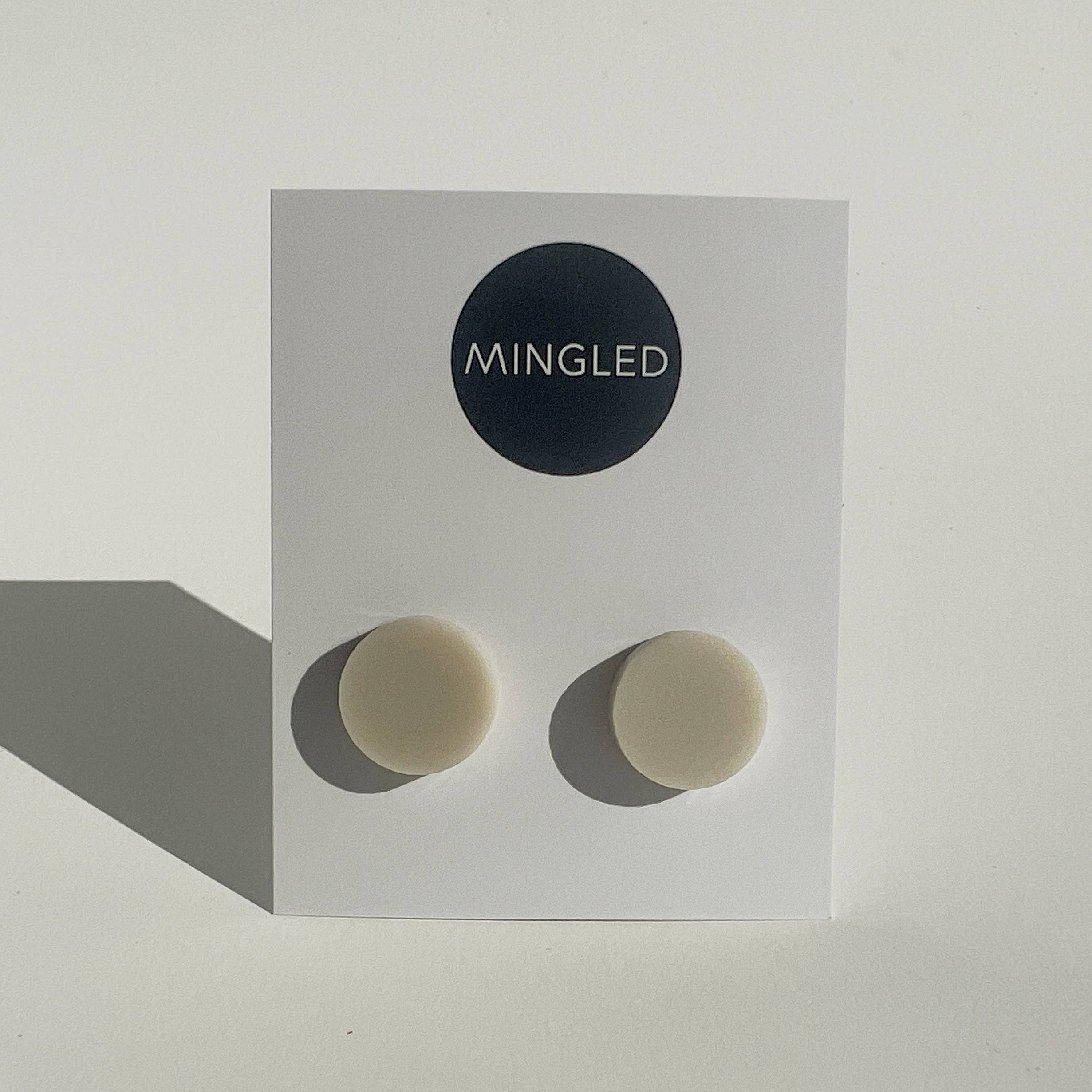 Beige Round Stud Earrings - 15mm - Gateway Gifts