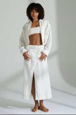 Jax LInen Skirt Ivory - Gateway Gifts
