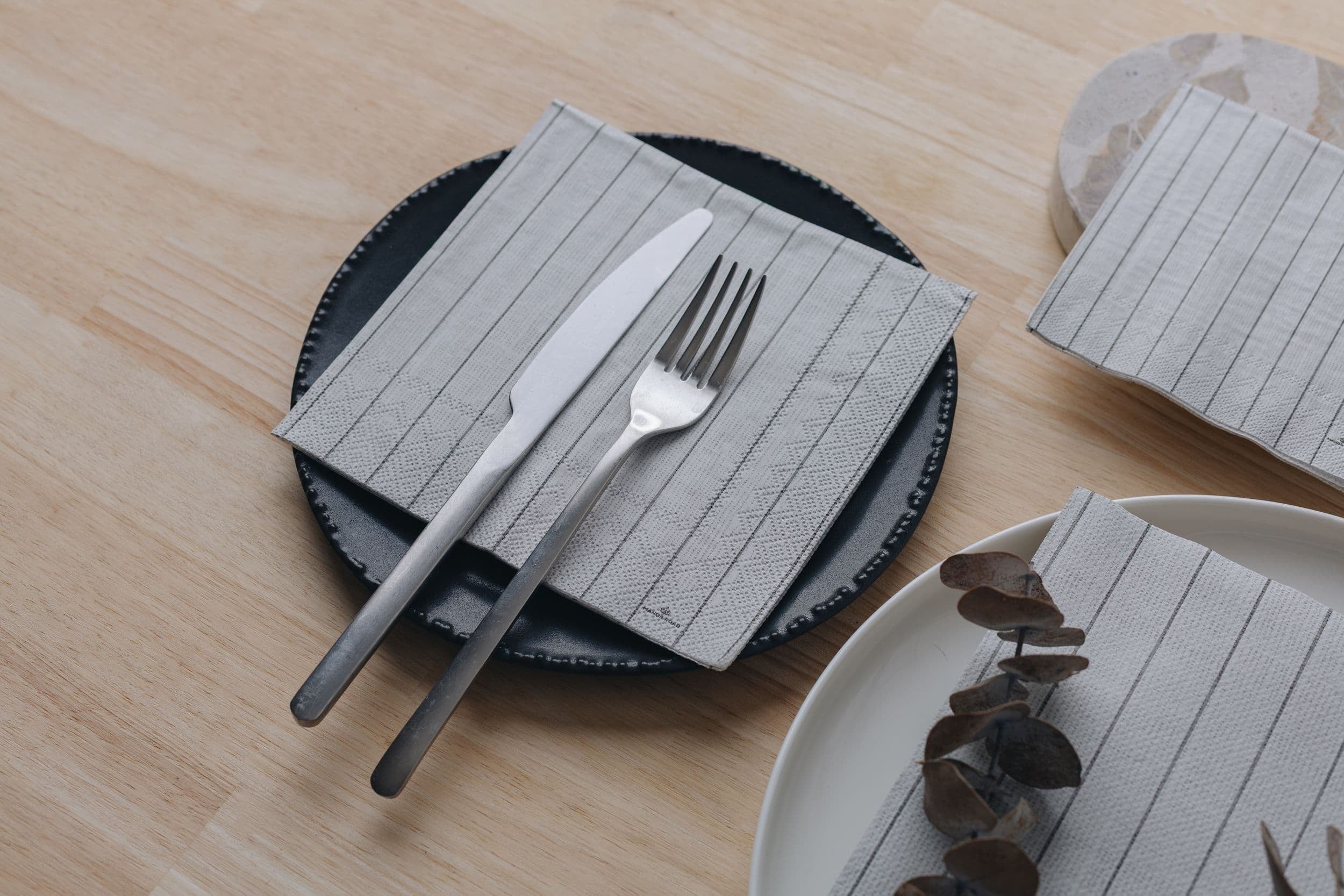 Linen Paper Dinner Napkin - Pinstripe
