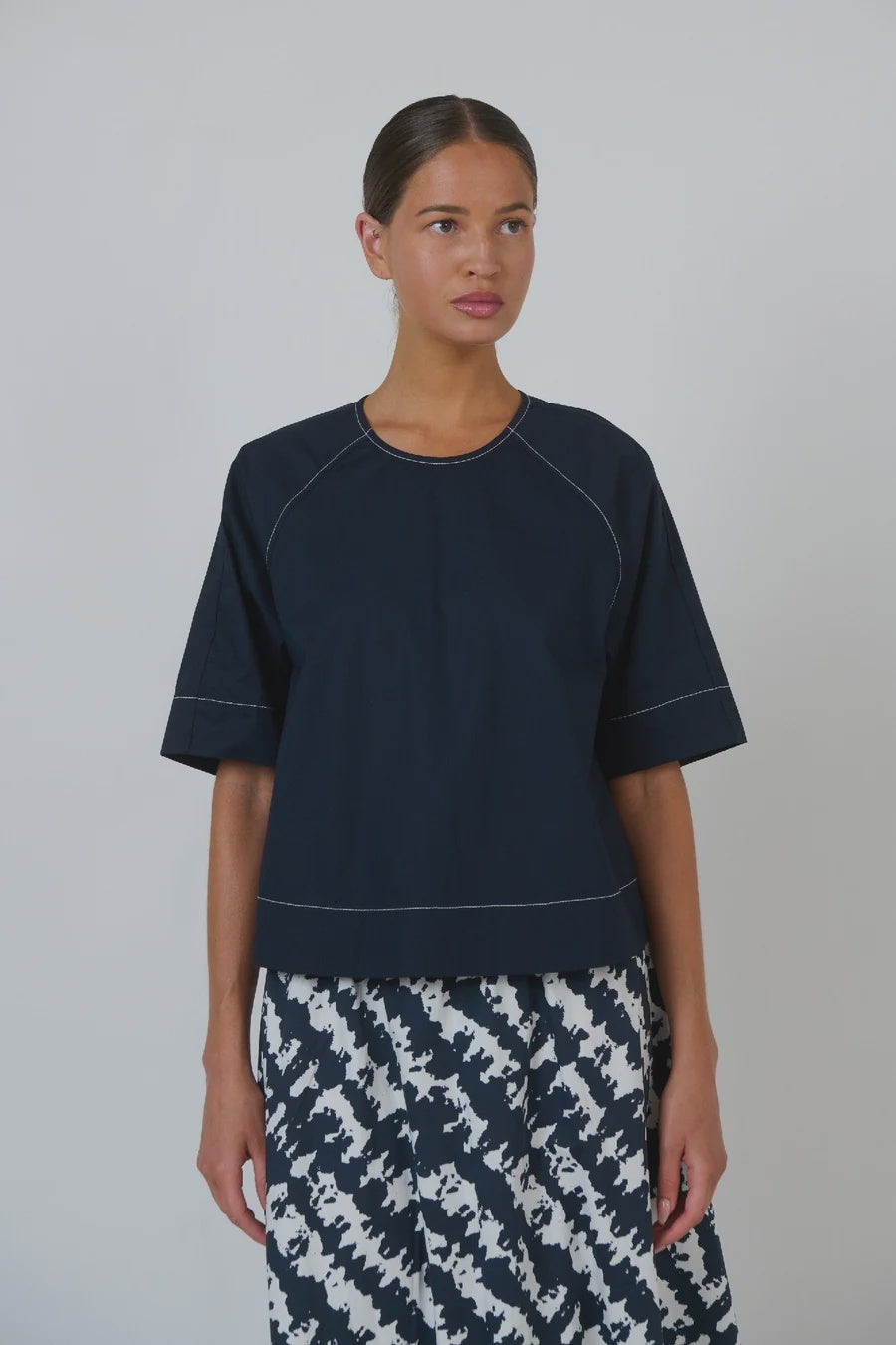 Tori Poplin Top Navy - Gateway Gifts
