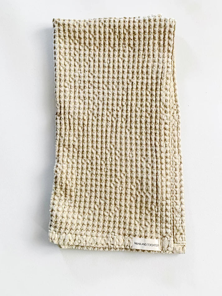 100% Organic Cotton Waffle Tea Towel / Light Rust, Cream & Natural - Gateway Gifts