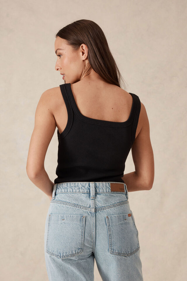 Zaeli Square Neck Tank Black