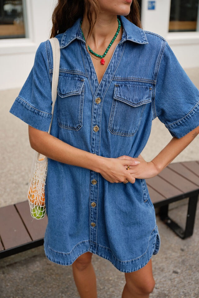 Sammy Relaxed Shirt Dress / Fresh Indigo
