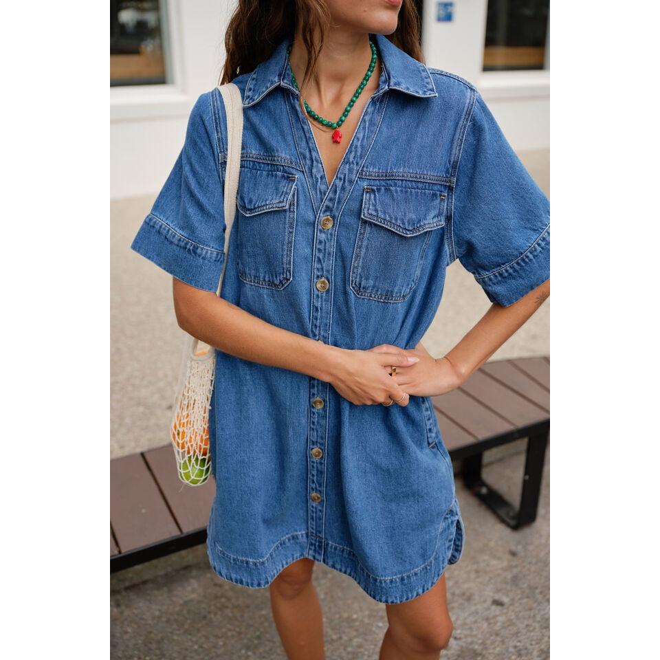 Sammy Relaxed Shirt Dress / Fresh Indigo - Gateway Gifts