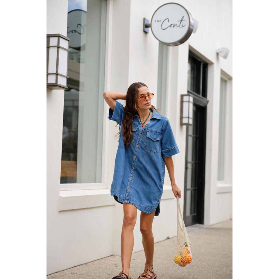 Sammy Relaxed Shirt Dress / Fresh Indigo - Gateway Gifts