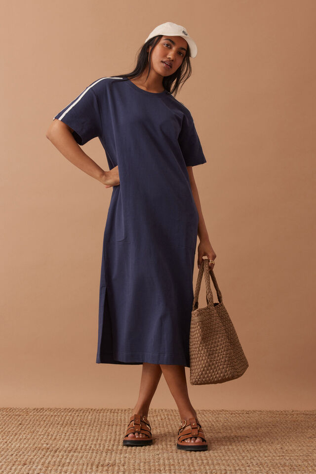 Charlotte Midi Terry Dress Navy