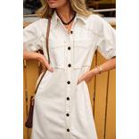 Ava Short Sleeve Midi Dress / Fresh Ecru Twill - Gateway Gifts