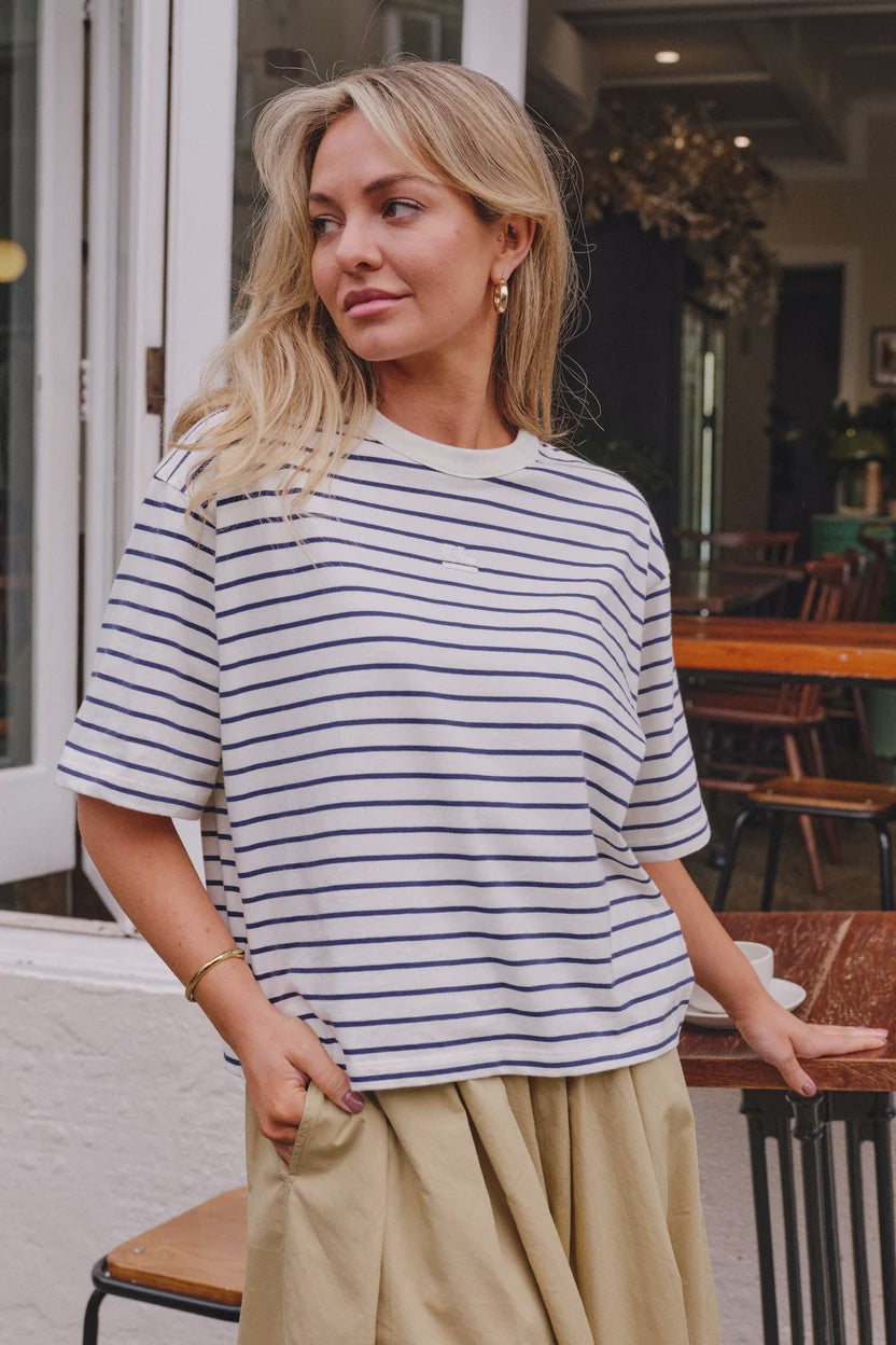 Phoebe Premium Tee Milk/Prussian Blue - Gateway Gifts