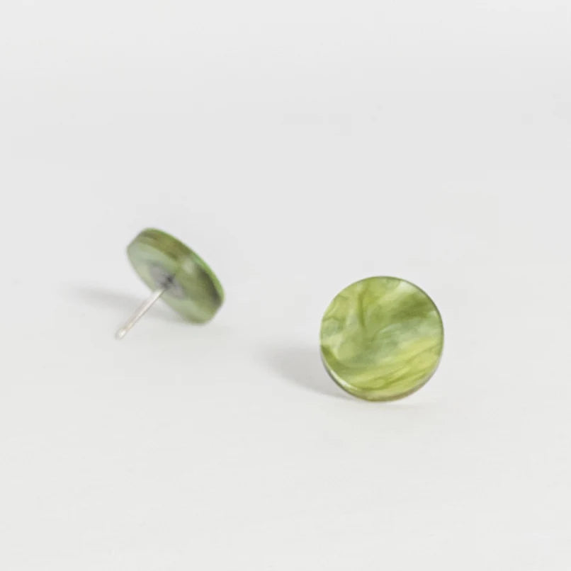 Set of 3 Studs - 15mm Round - Ivory, Moss, Olive Green - Gateway Gifts