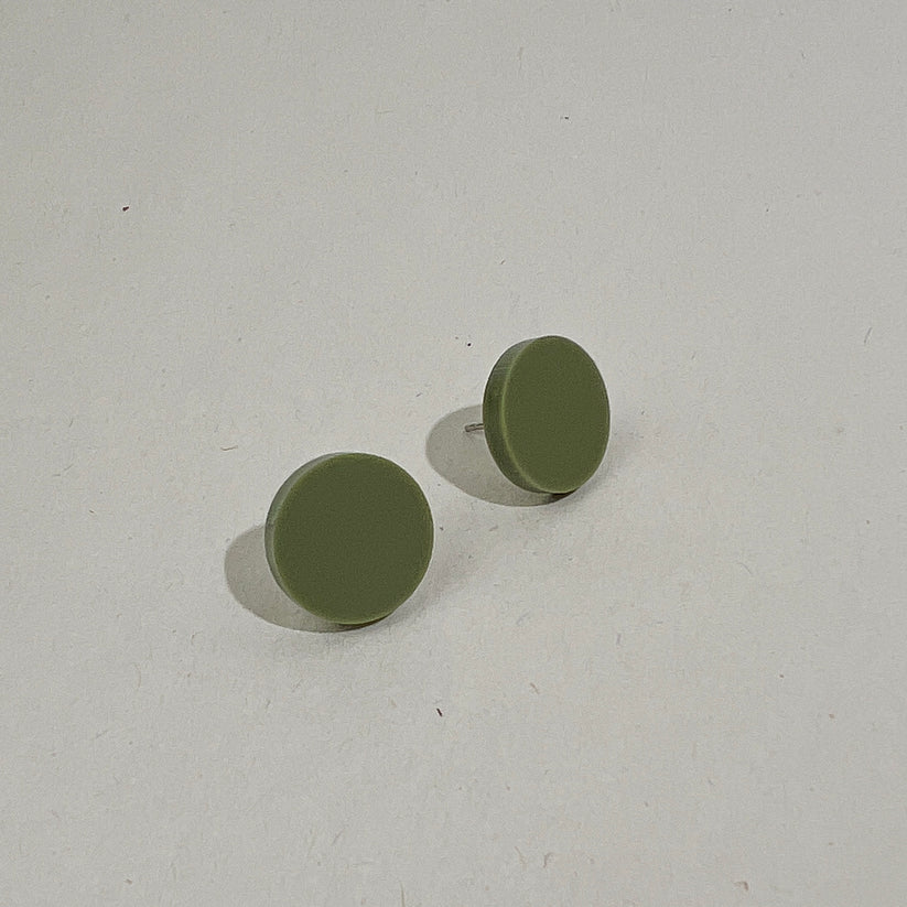 Set of 3 Studs - 15mm Round - Ivory, Moss, Olive Green - Gateway Gifts