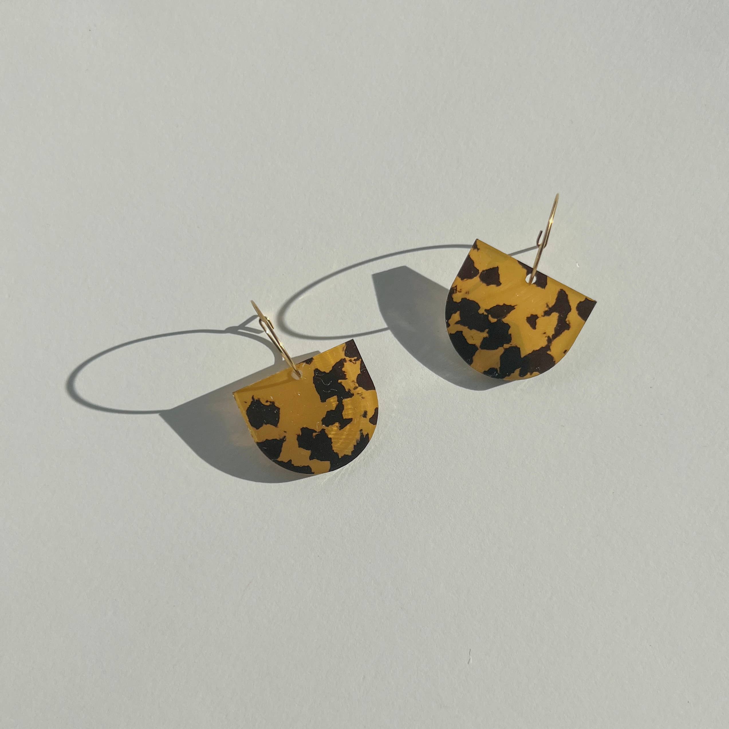 Gold Hoop and Arch Dangle Earrings - Honey Tortoise Shell - Gateway Gifts