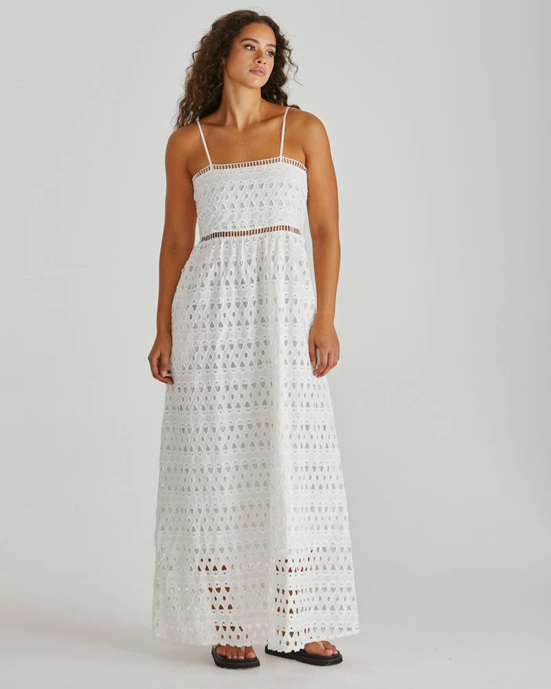 Kali Broderie Dress White