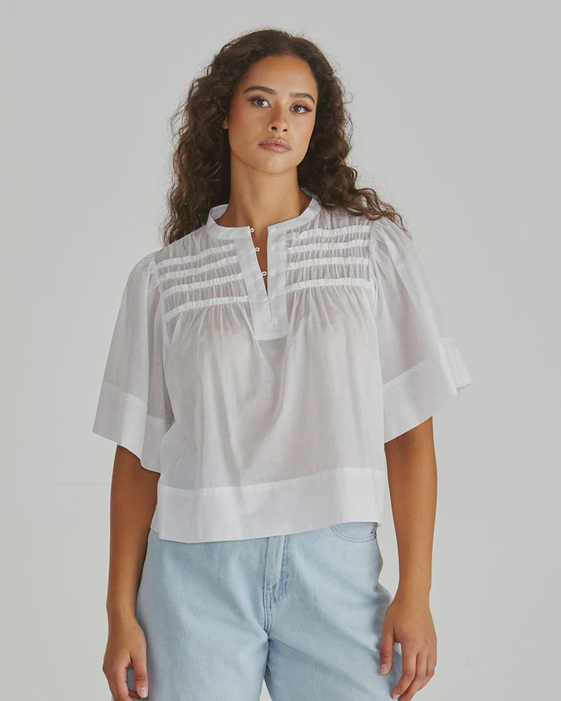 Pammi Ruffle Yoke Blouse - Gateway Gifts