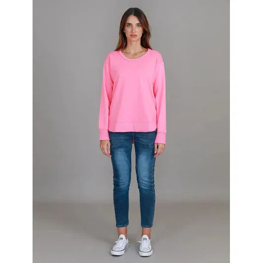 Charlette Curved Hem Sweater French Rose