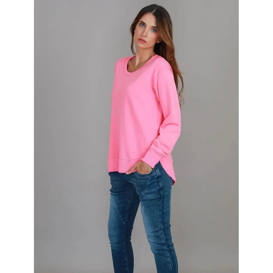 Charlette Curved Hem Sweater French Rose