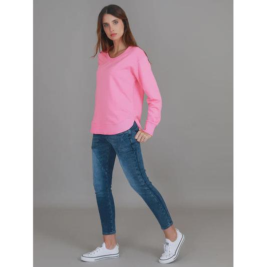 Charlette Curved Hem Sweater French Rose