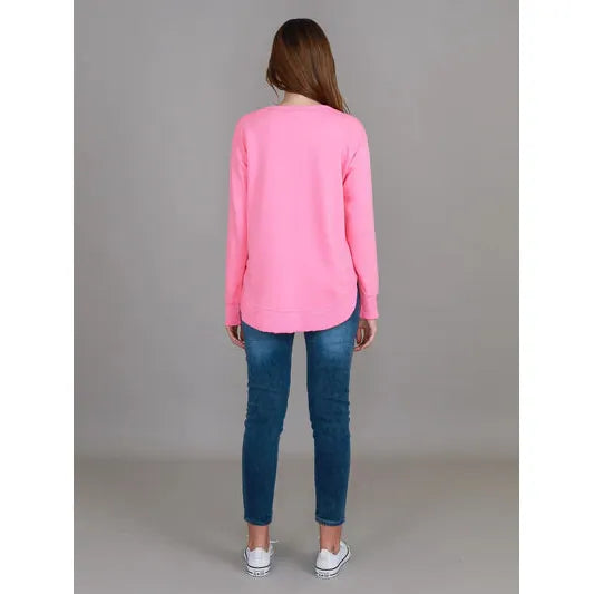 Charlette Curved Hem Sweater French Rose