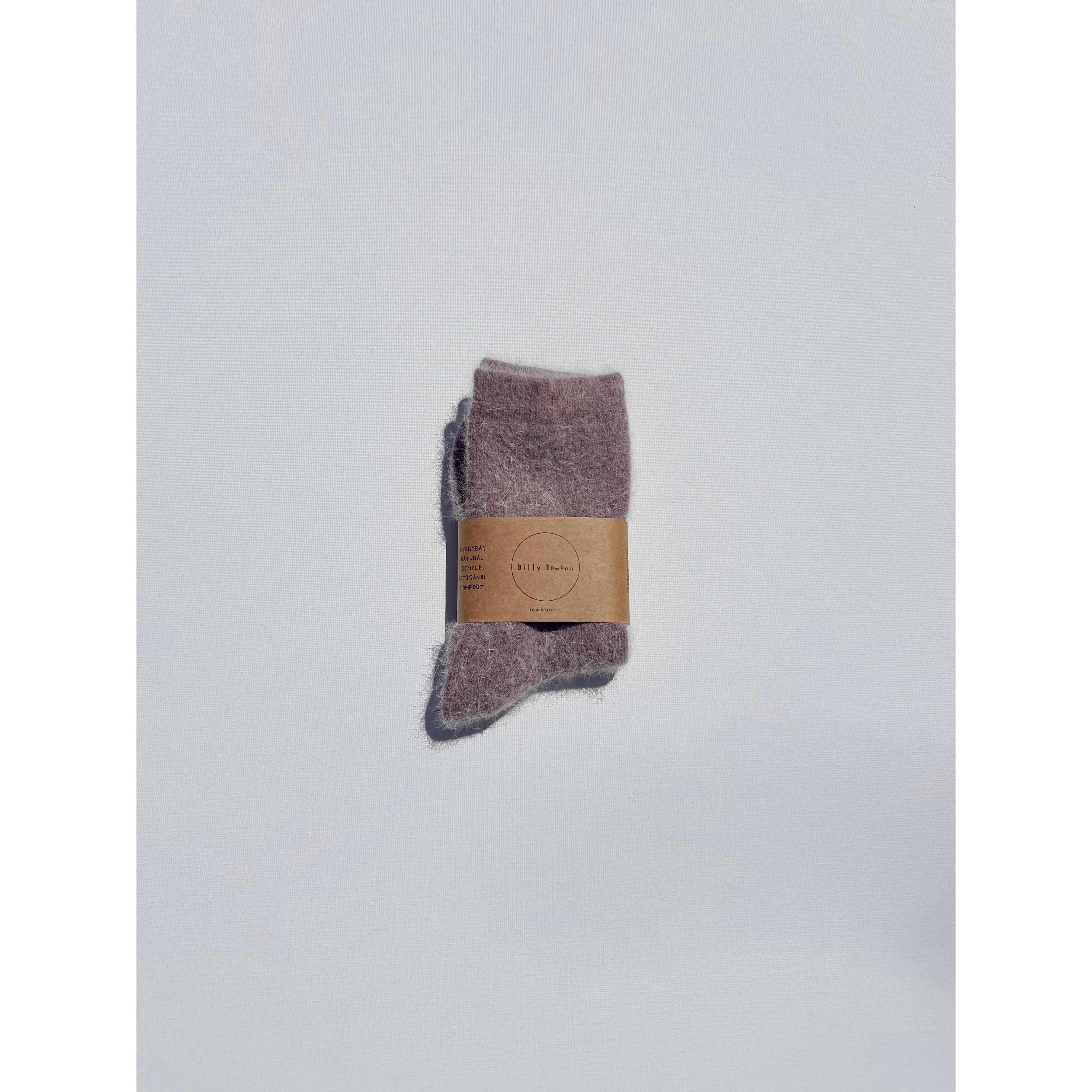 FLUFFY ANGORA SOCKS - NEUTRAL: Dark mushroom / Women’s 7.5 - 11.5, Men’s 6.5 - 10.5