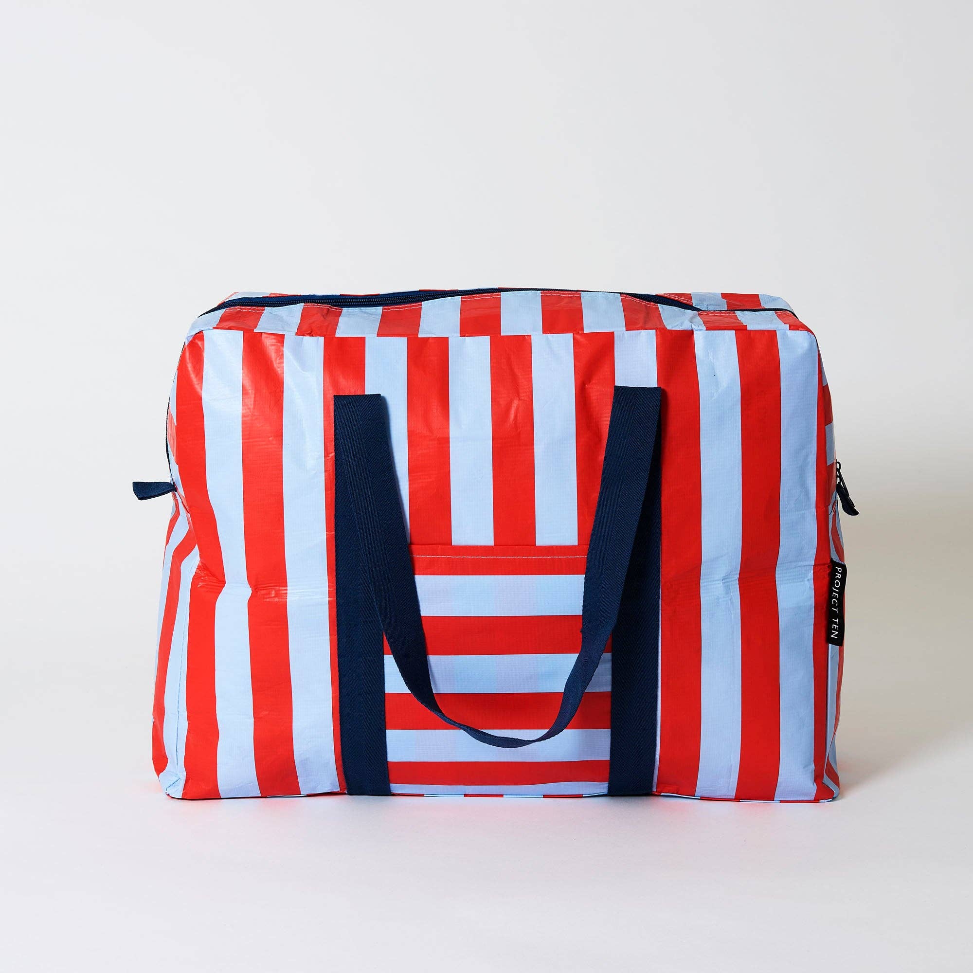 Red Blue Stripe Overnight Bag