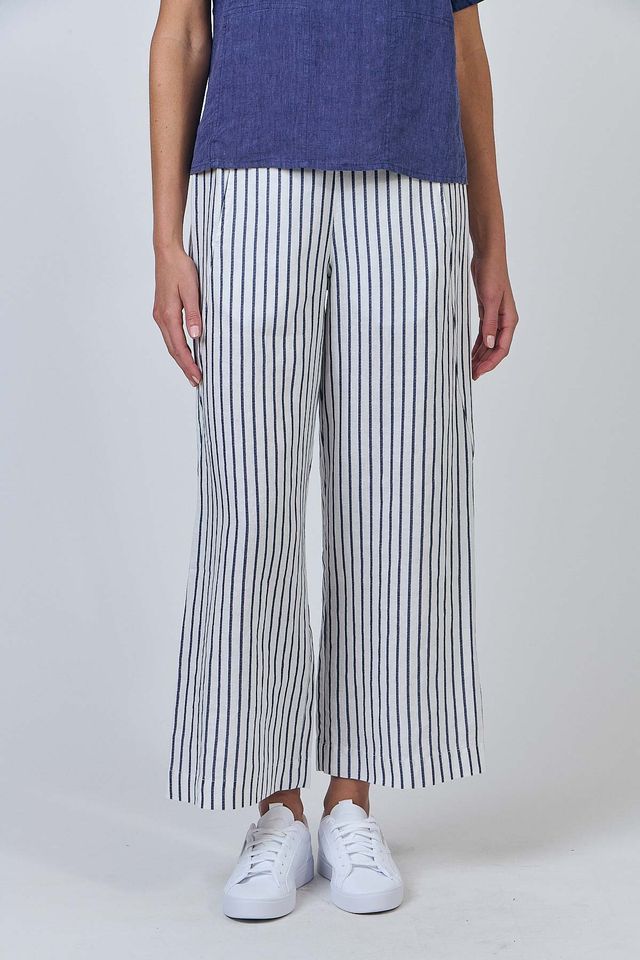 Blueberry Striped Linen Pant
