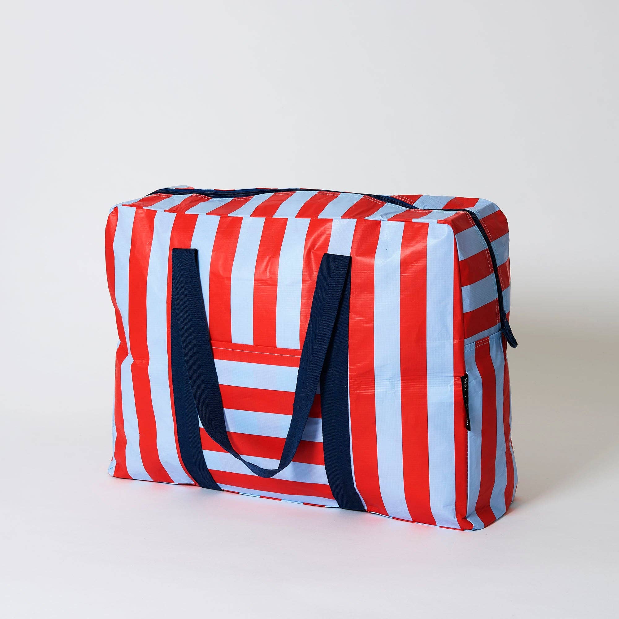 Red Blue Stripe Overnight Bag