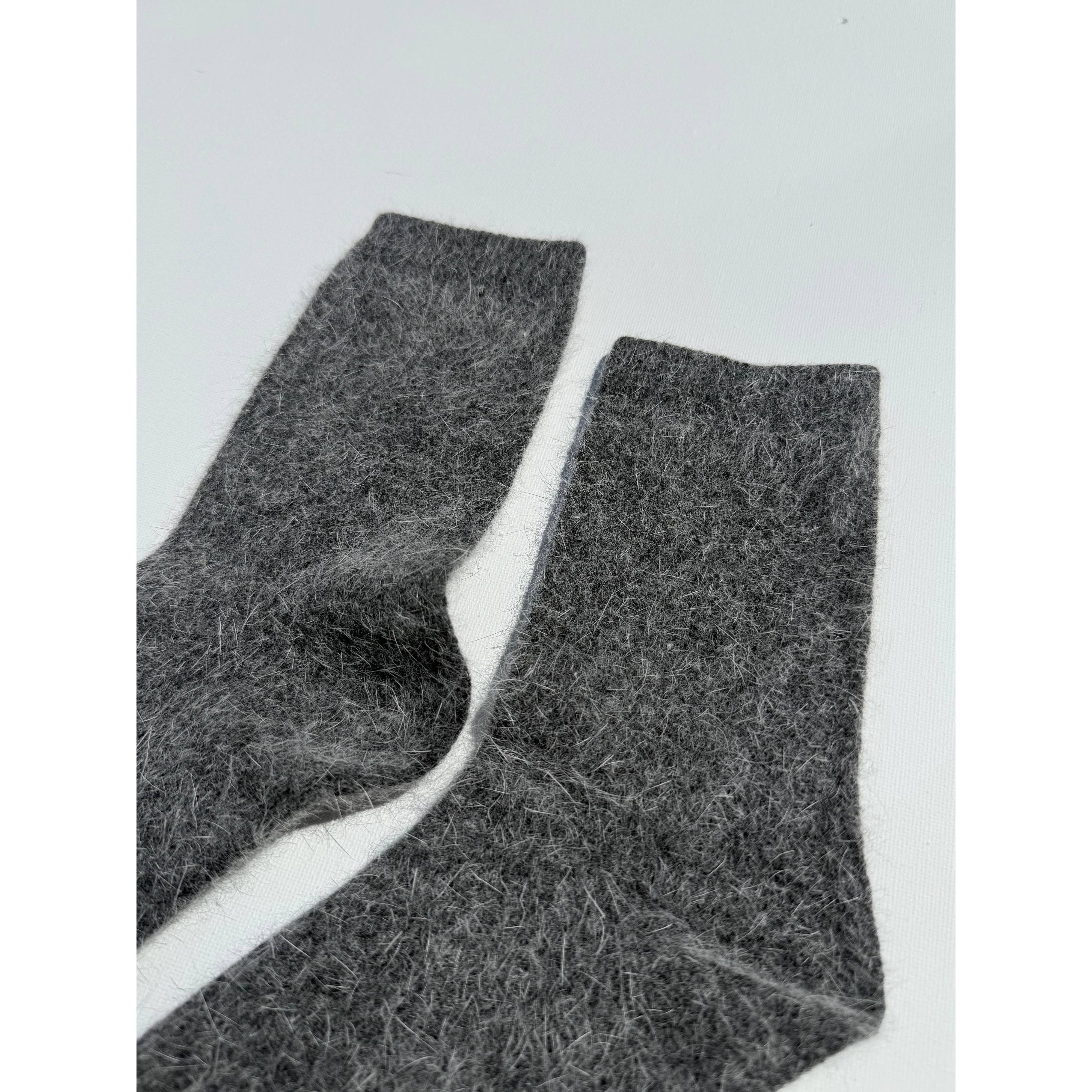 FLUFFY ANGORA SOCKS - NEUTRAL: Dark mushroom / Women’s 7.5 - 11.5, Men’s 6.5 - 10.5