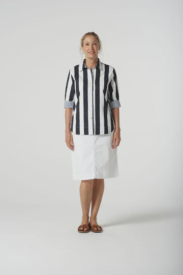 Navy Stripe Trim Shirt