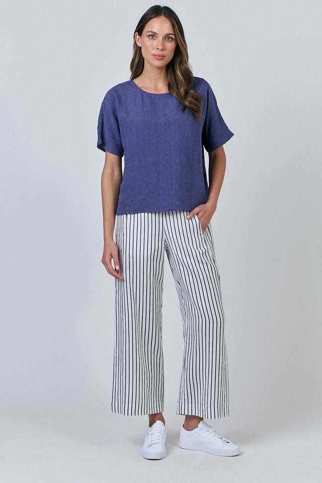 Blueberry Striped Linen Pant