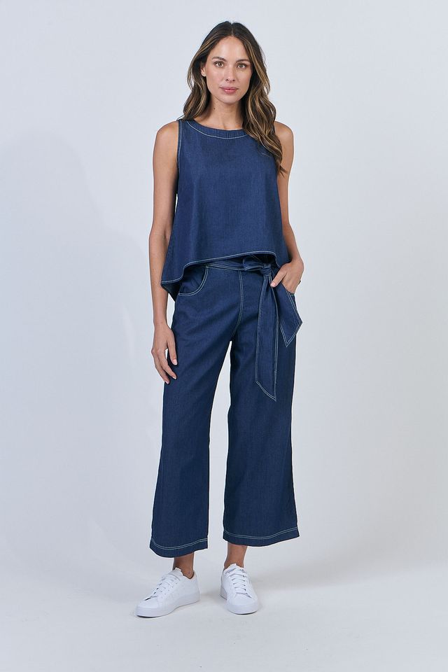 Chambray Belted Pant