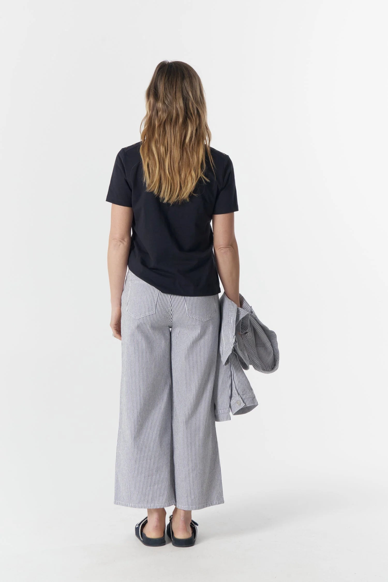 Crop Wide Leg Jean Navy/white