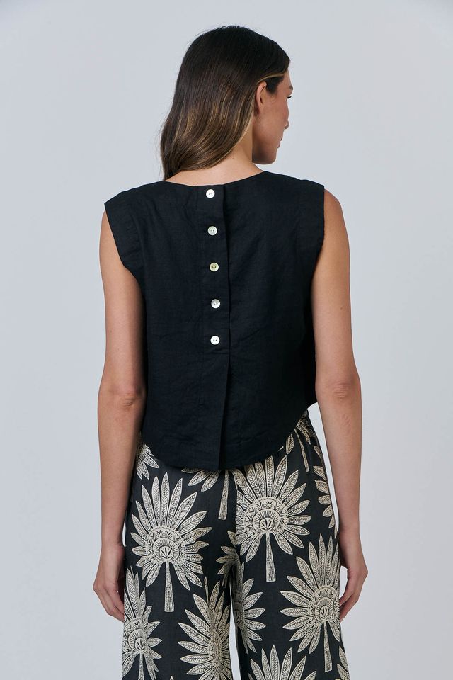 Bella Linen Top Black