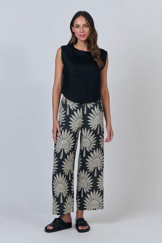 Bella Linen Top Black