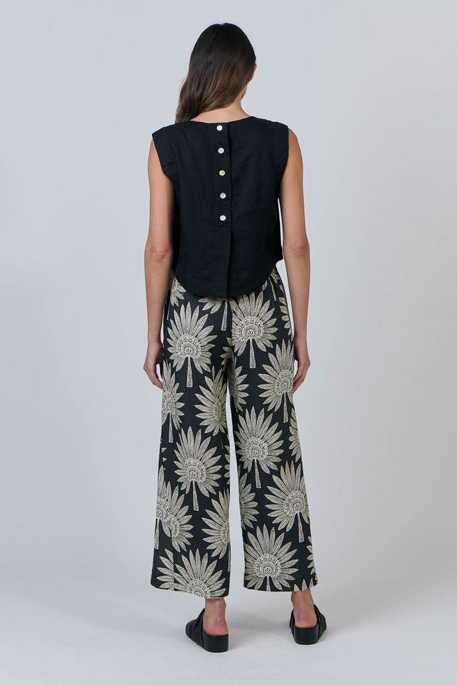 Bella Linen Top Black