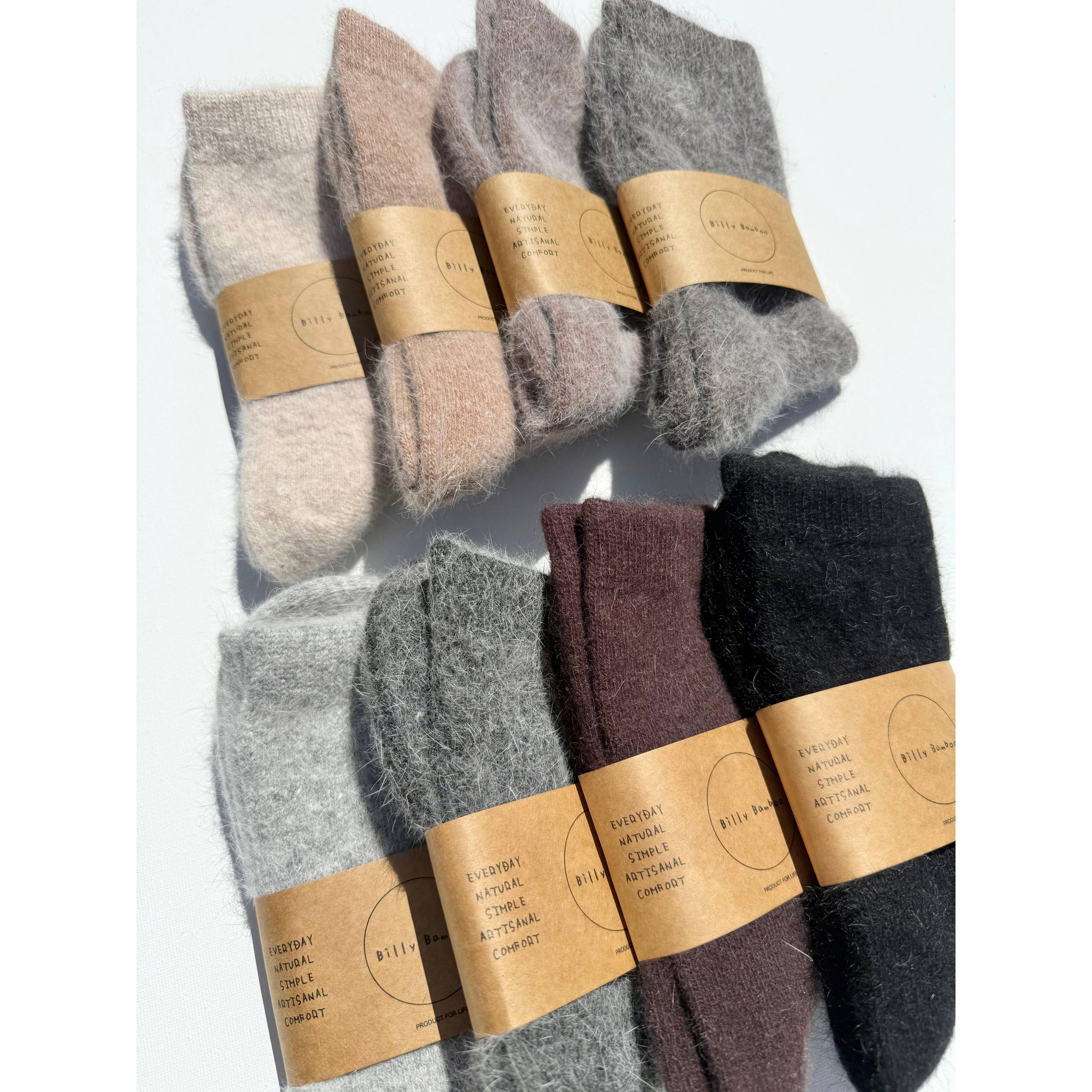 FLUFFY ANGORA SOCKS - NEUTRAL: Dark mushroom / Women’s 7.5 - 11.5, Men’s 6.5 - 10.5