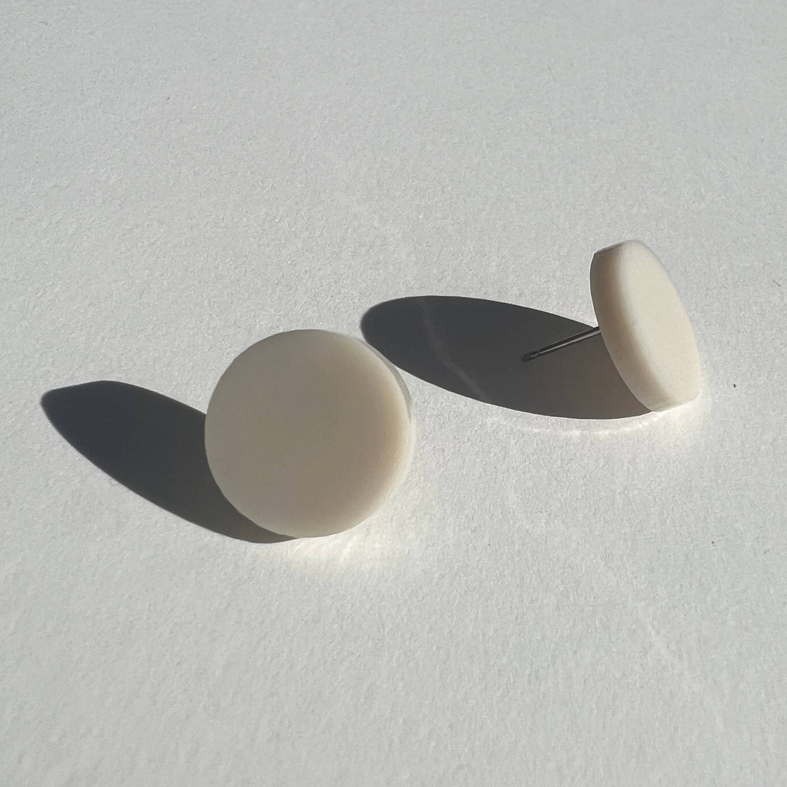 Beige Round Stud Earrings - 15mm - Gateway Gifts