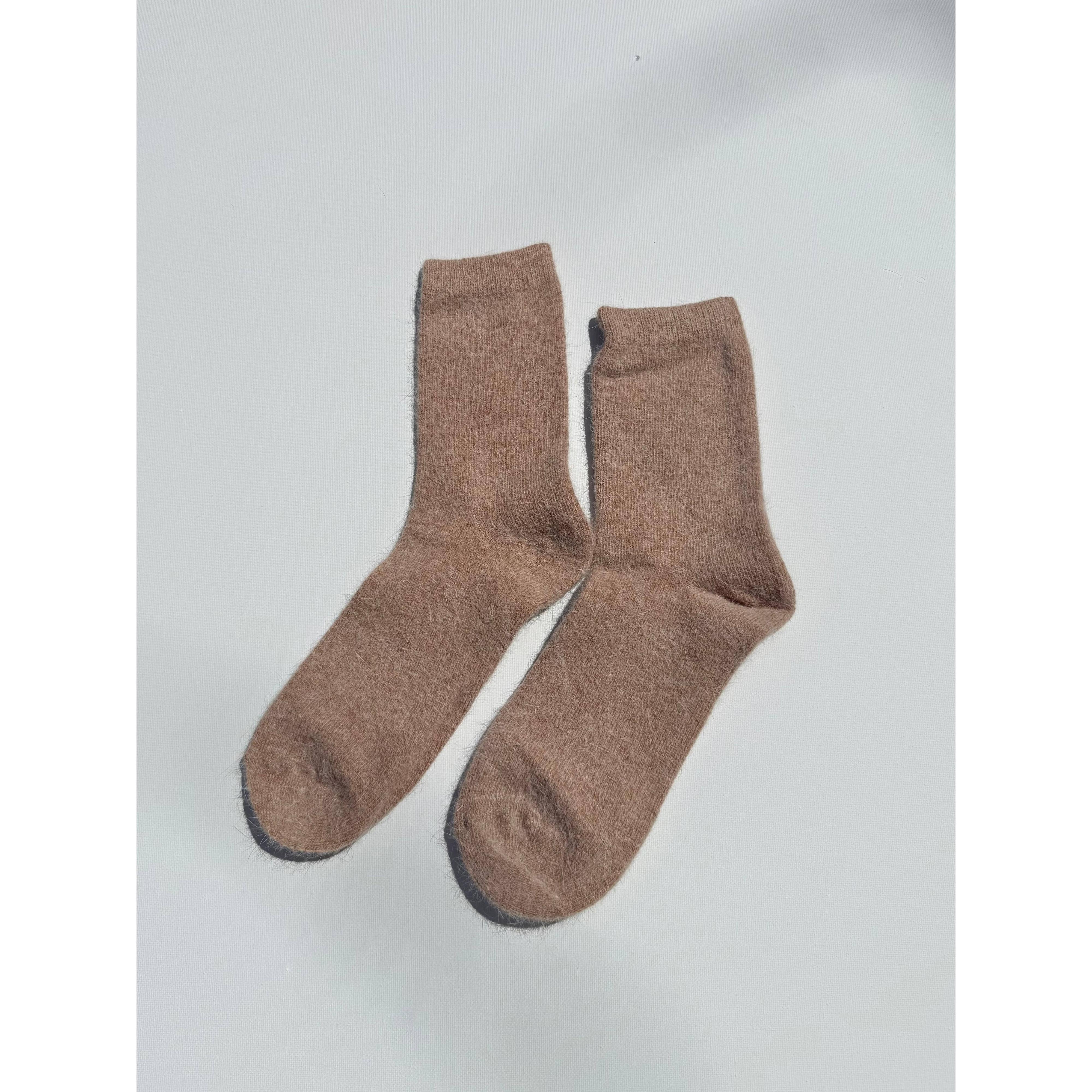 FLUFFY ANGORA SOCKS - NEUTRAL: Dark mushroom / Women’s 7.5 - 11.5, Men’s 6.5 - 10.5