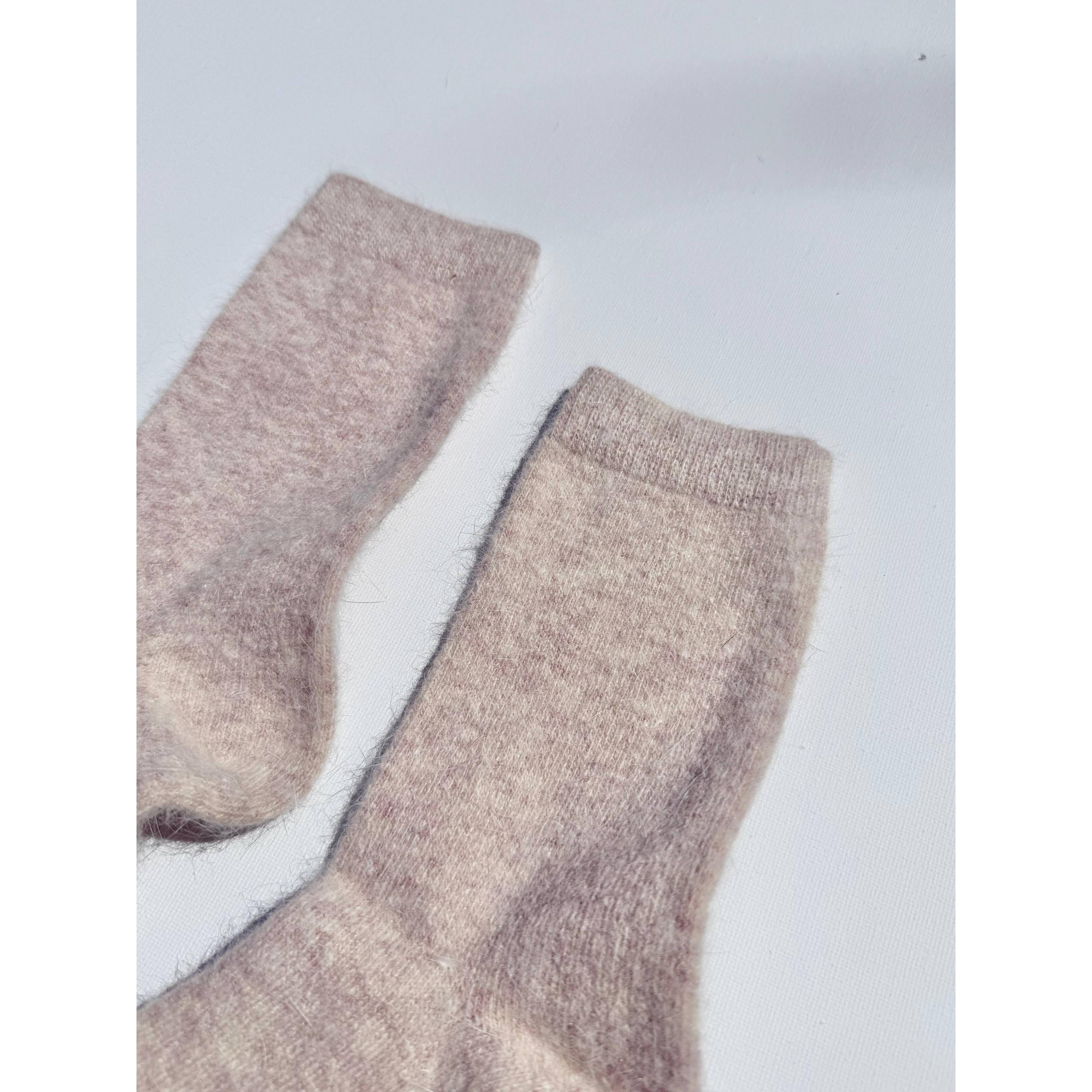 FLUFFY ANGORA SOCKS - NEUTRAL: Dark mushroom / Women’s 7.5 - 11.5, Men’s 6.5 - 10.5