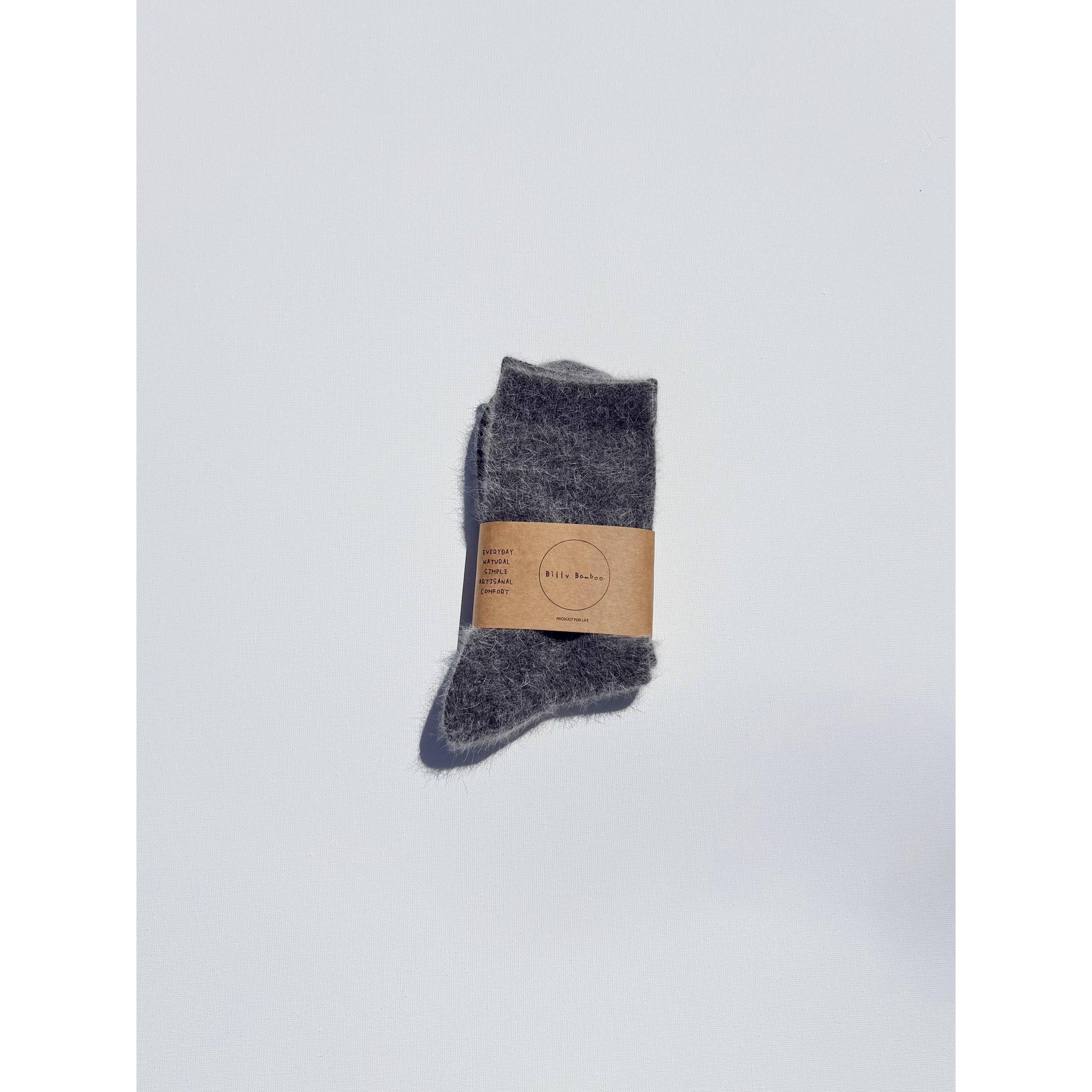 FLUFFY ANGORA SOCKS - NEUTRAL: Dark brown / Women’s 7.5 - 11.5, Men’s 6.5 - 10.5