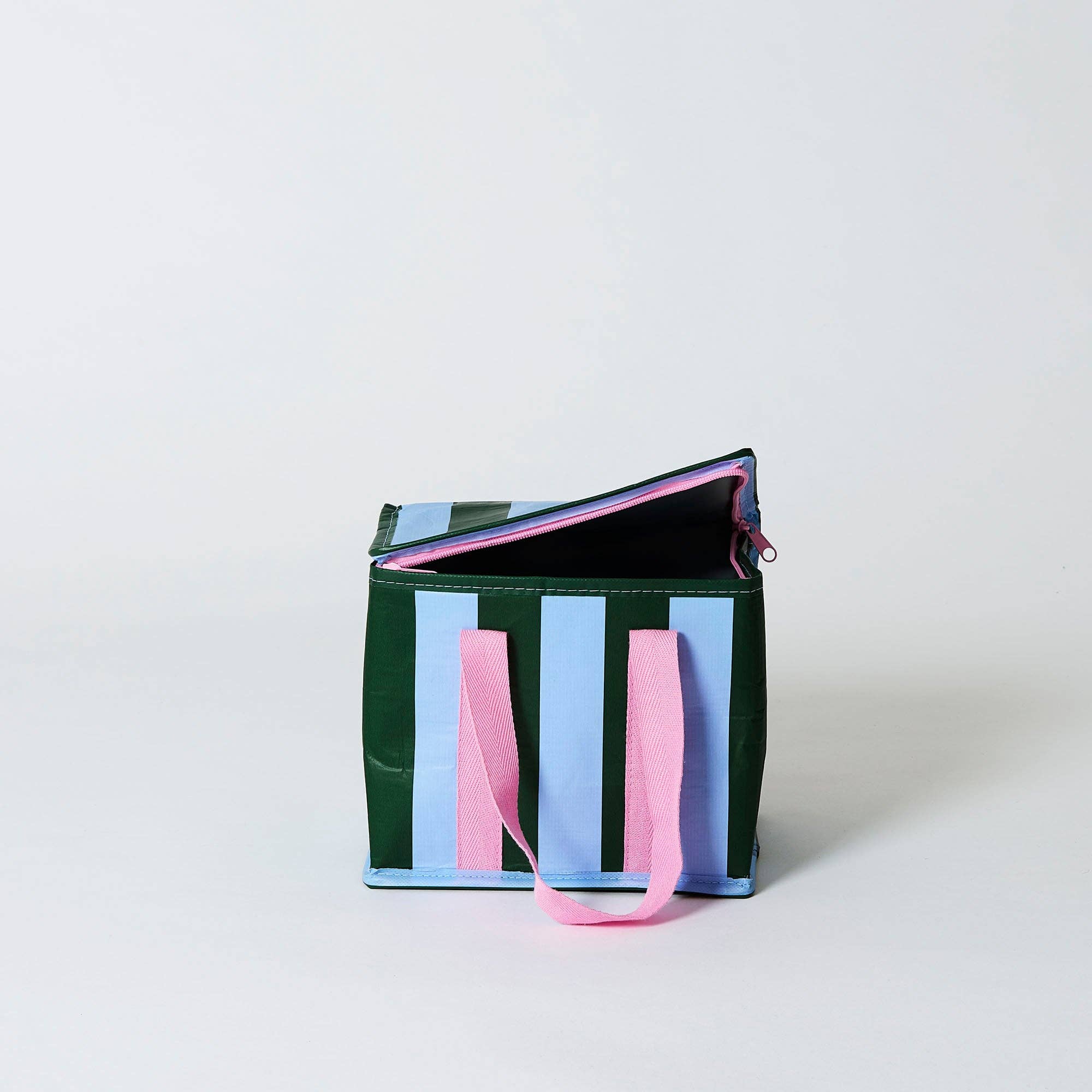 Green Blue Stripe Mini Insulated Tote