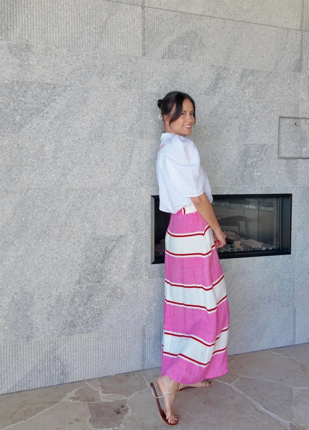 Voila Skirt - Pink  &  White Stripe - Gateway Gifts