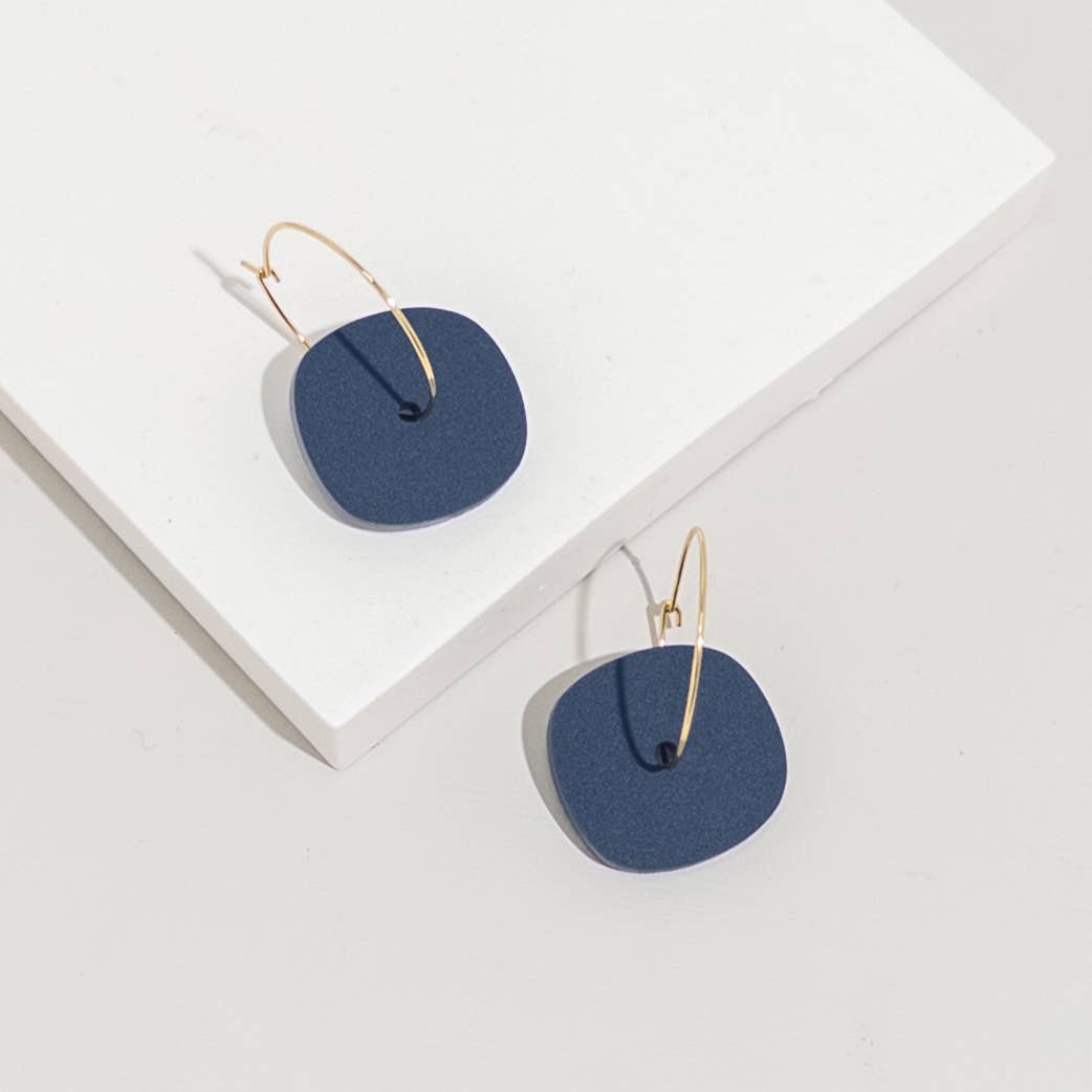 Aura Hoops - Dark Blue Earrings: Silver Plated - Gateway Gifts