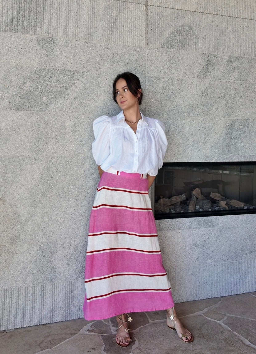 Voila Skirt - Pink  &  White Stripe - Gateway Gifts
