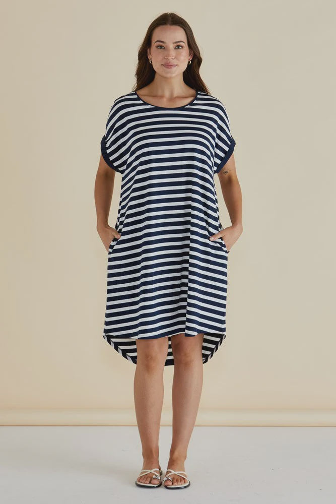 Maxine T Shirt Dress Navy Stripe