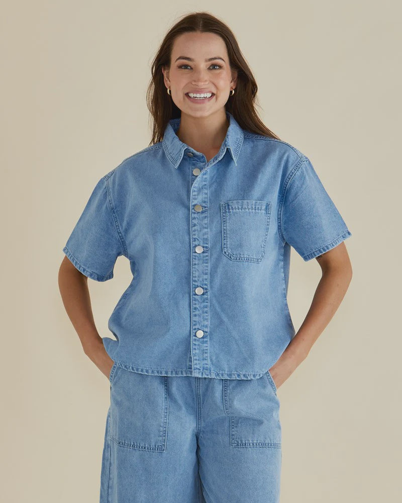 Saffra Short Sleeve Denim Shirt