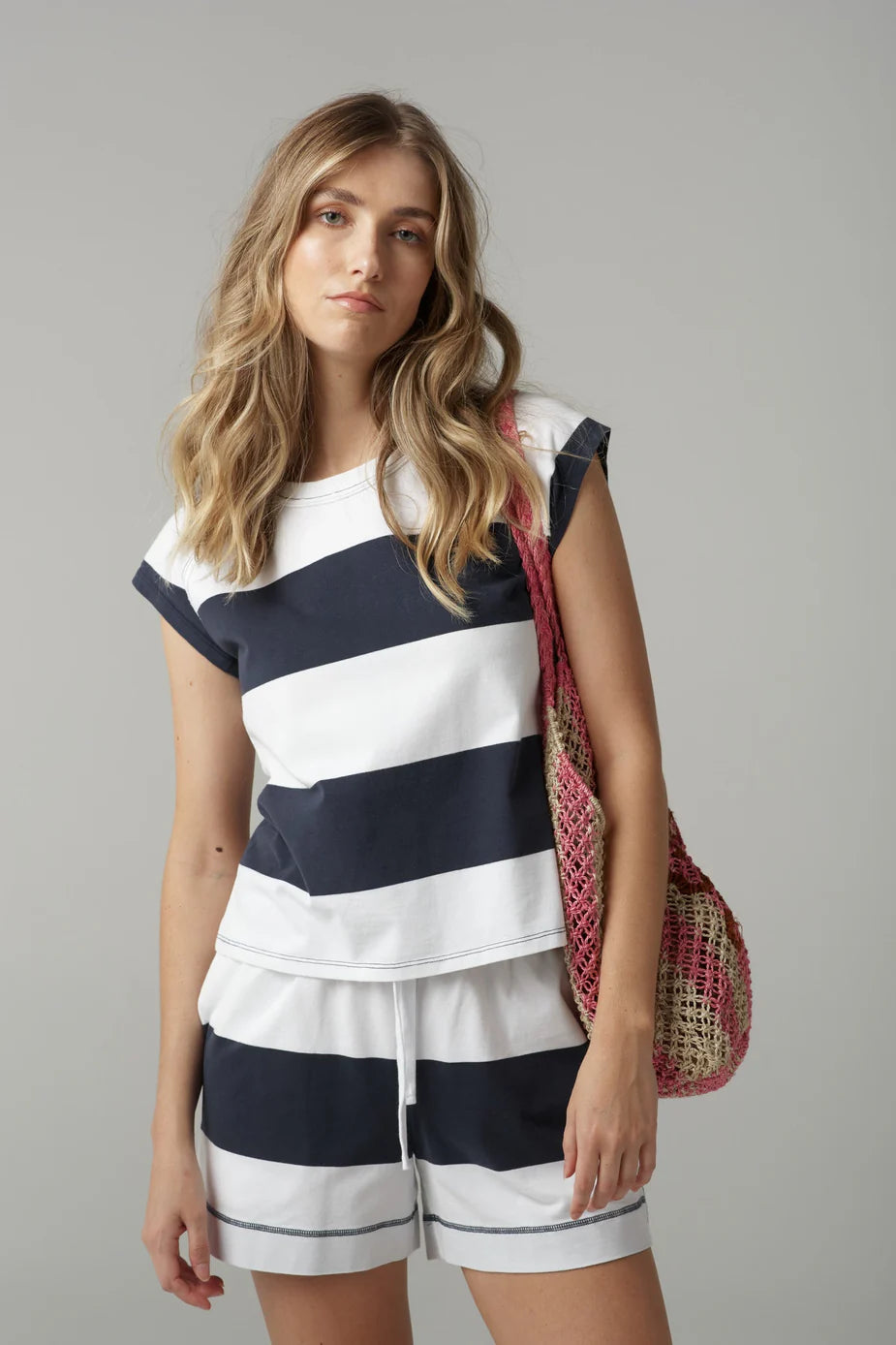Parisian Navy Thick Stripe Short