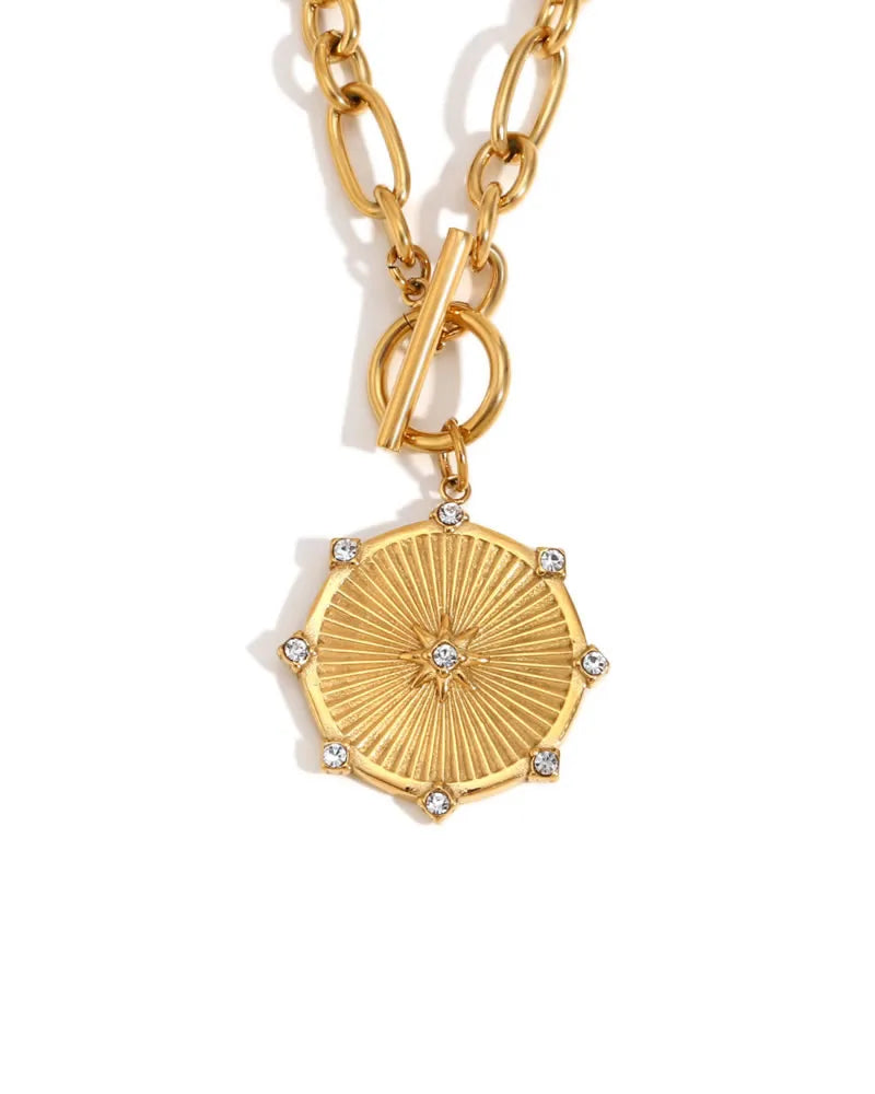 Elle Gold Fob with Encrusted Pendant