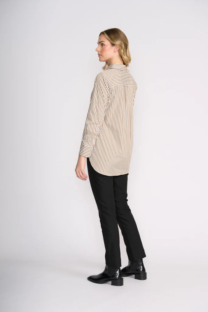 Push Up Shirt / Taupe Wide Stripe - Gateway Gifts