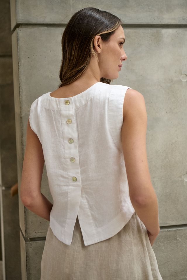 Bella Linen Top - White